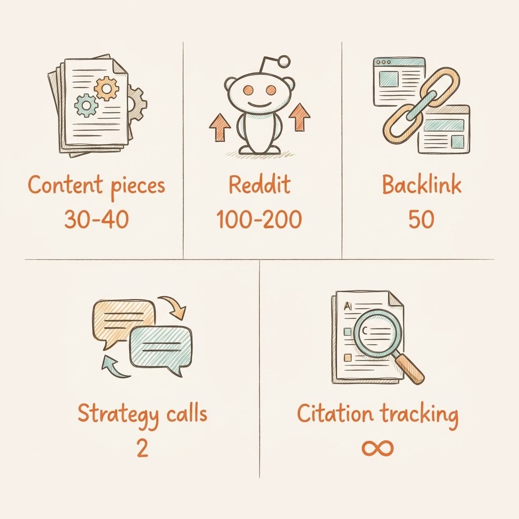 Done-for-you AI search optimization — monthly deliverables and execution details