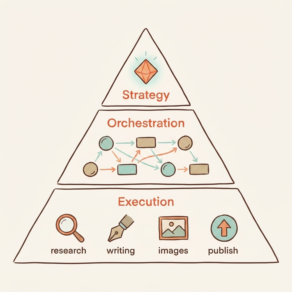 Cintra AI marketing agents three-layer architecture strategy orchestration execution
