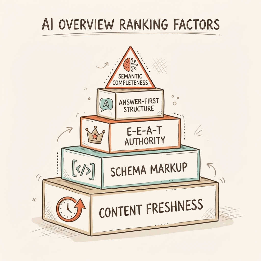 5 ranking factors for AI Overviews optimization ranked by impact on citation selection