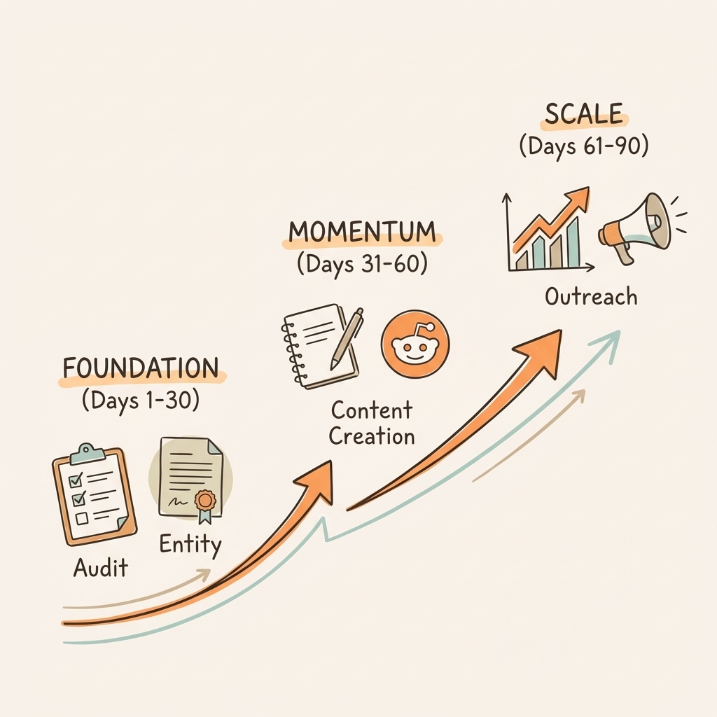 Cintra AI visibility for new brands 90-day roadmap from foundation to momentum to scale