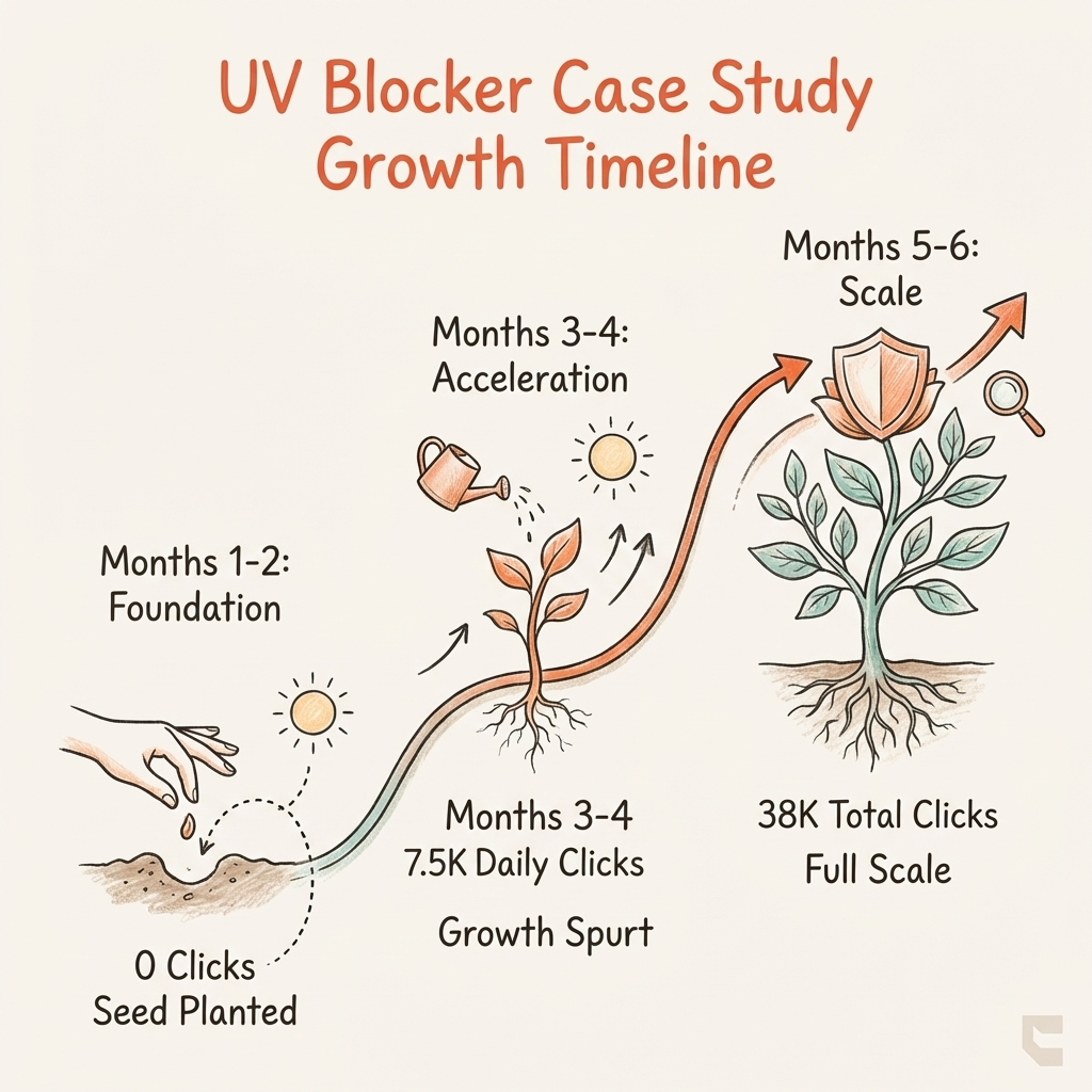 Cintra AI visibility for new brands case study UV Blocker zero to 38K clicks in six months