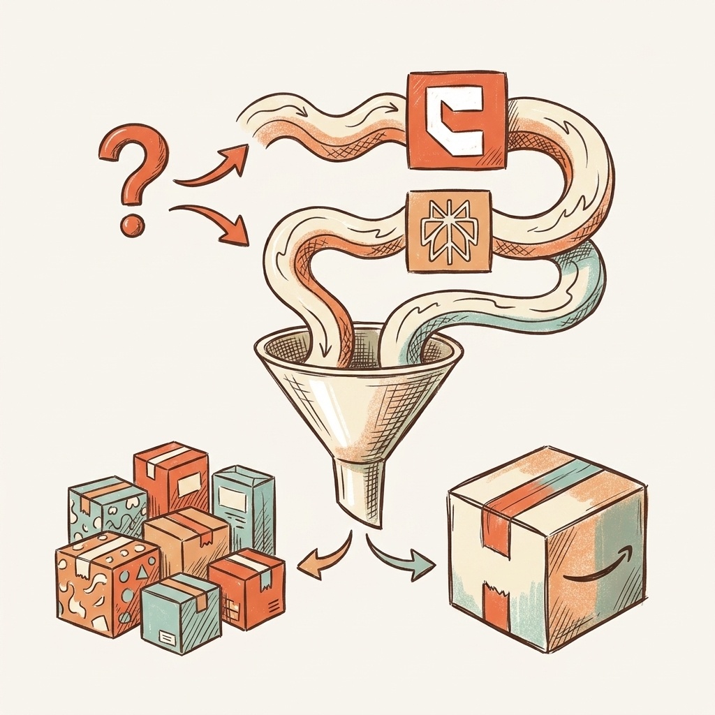 Best AI visibility agencies for DTC brands comparison chart showing agency evaluation criteria, doodly illustration style, warm orange on cream