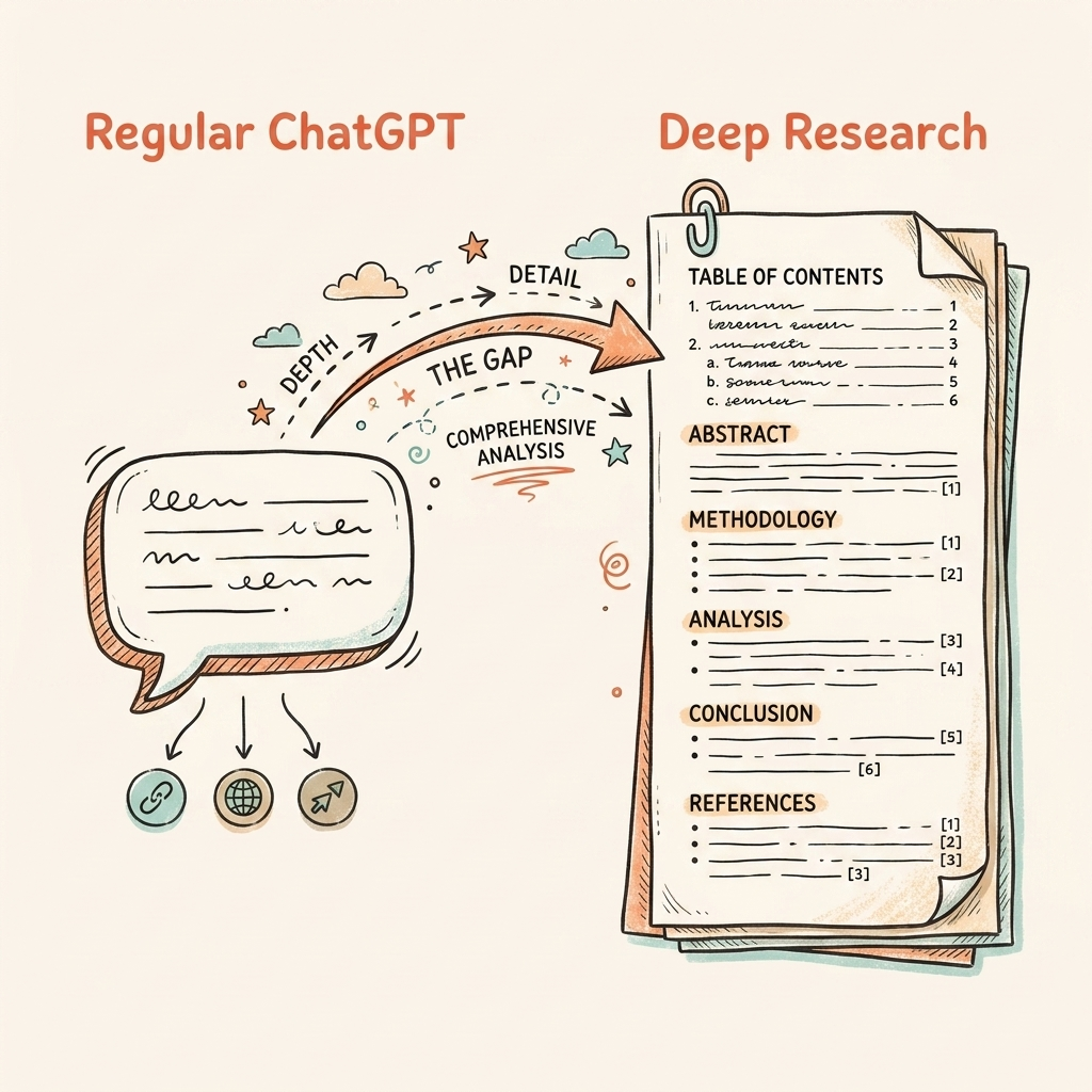 Cintra ChatGPT Deep Research vs regular ChatGPT citation comparison showing sources per response