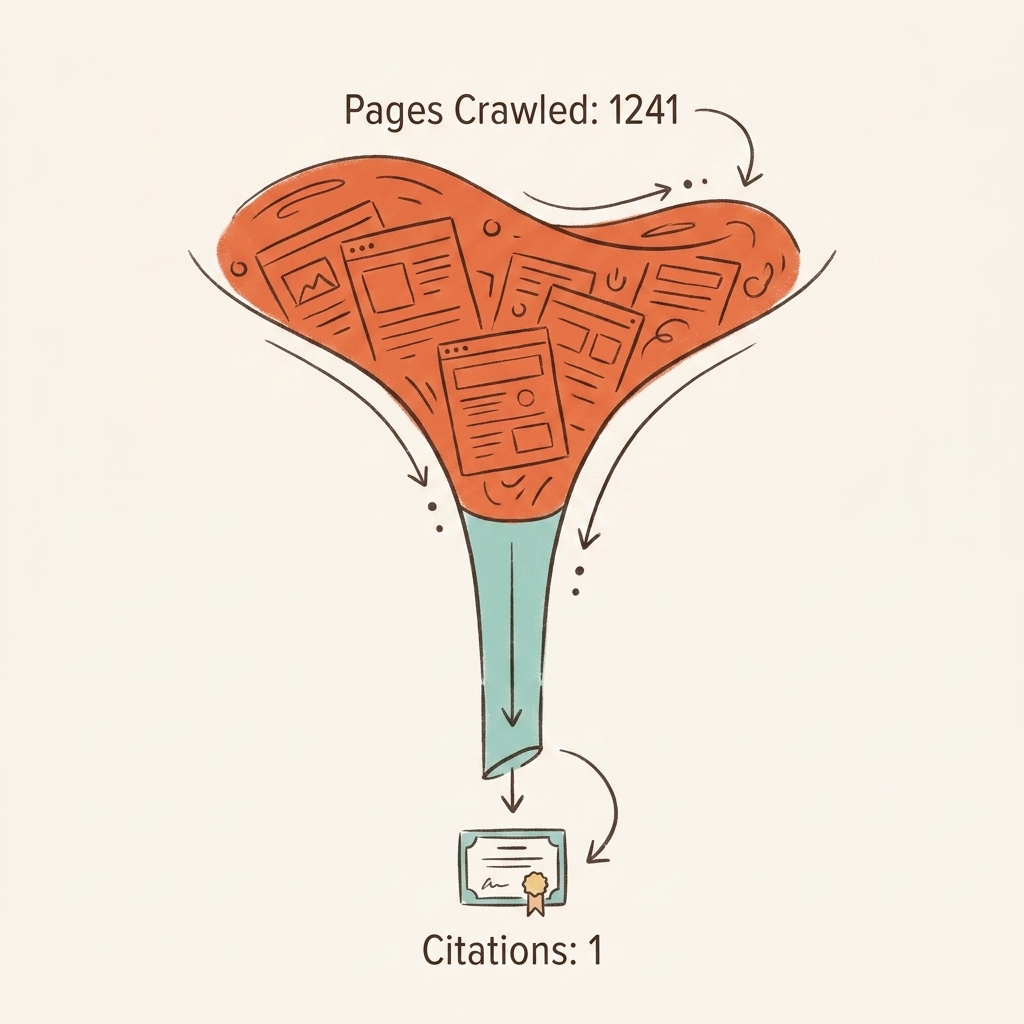 Does llms.txt work: Crawl-to-citation ratio visualization