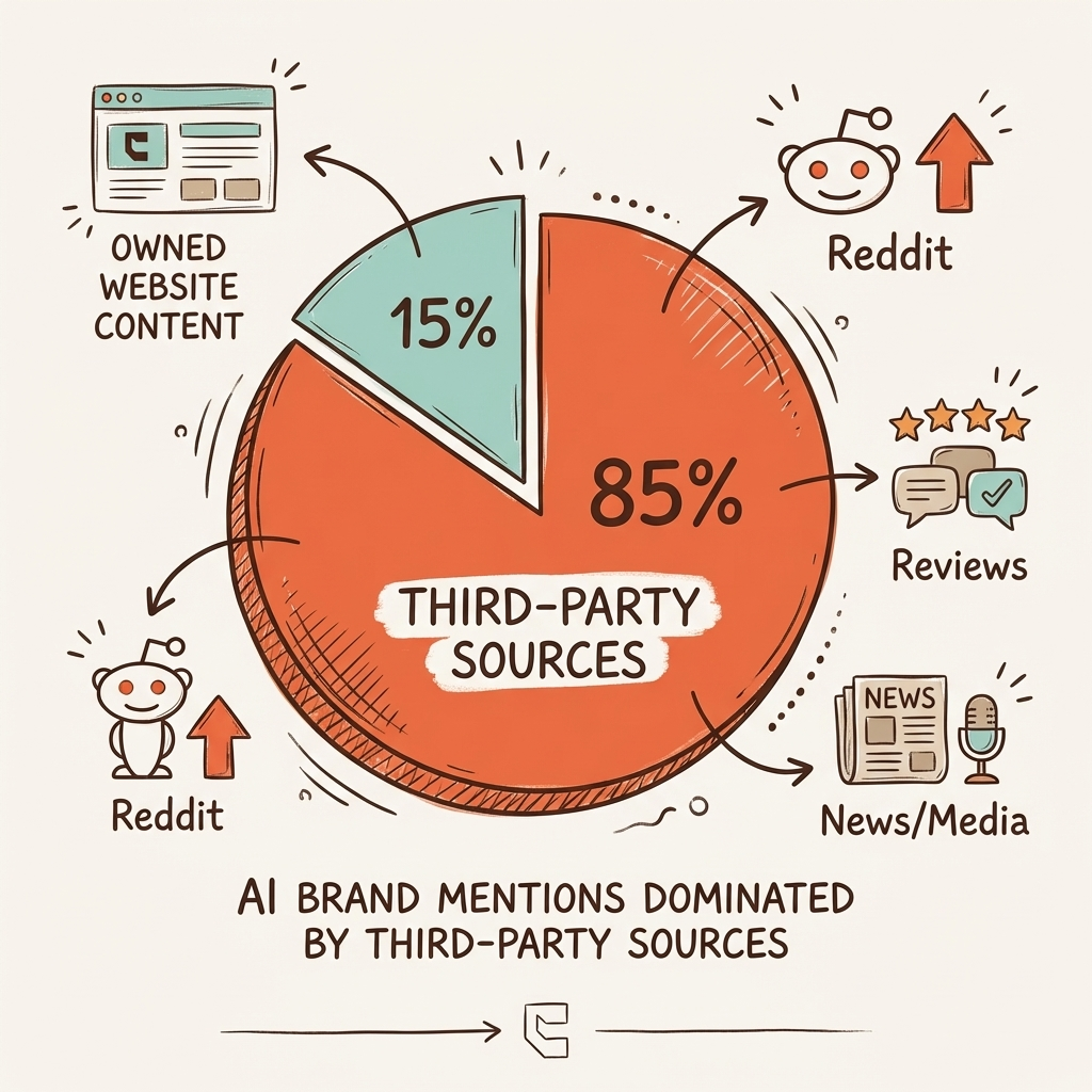 Cintra GEO techniques showing 85 percent of AI brand mentions come from third-party sources