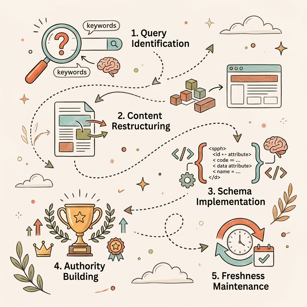 Cintra Google AI Overviews optimization 5-step citation strategy from query identification to content freshness