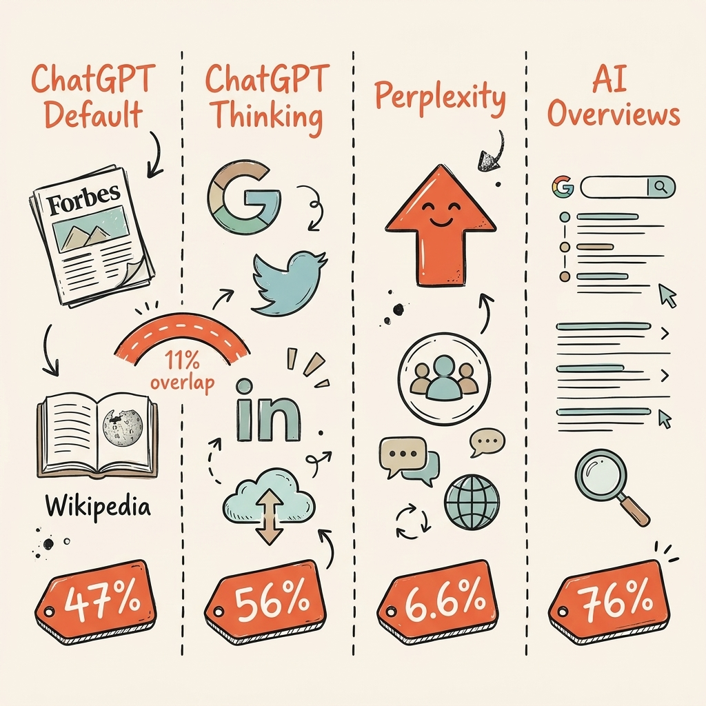 Cintra AI platform citation comparison showing how ChatGPT Perplexity and AI Overviews select different sources