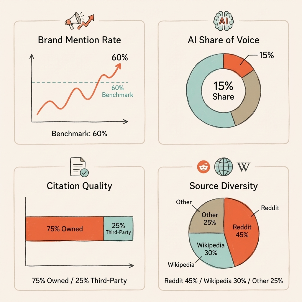 Cintra four key AI visibility metrics framework brand mention rate share of voice citation quality source diversity