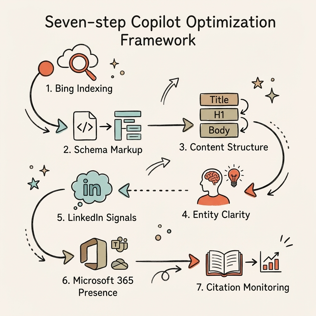 Cintra Microsoft Copilot optimization 7-step framework from Bing indexing to AI citation monitoring