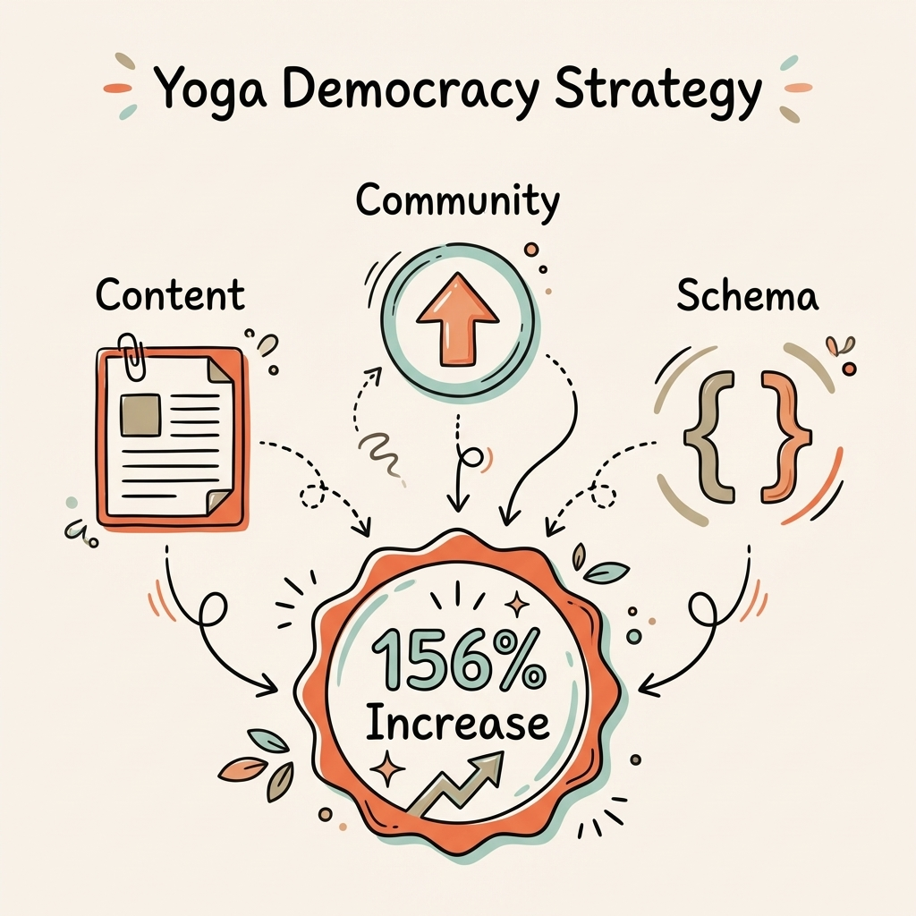 Yoga Democracy case study — community engagement and schema markup strategy overview